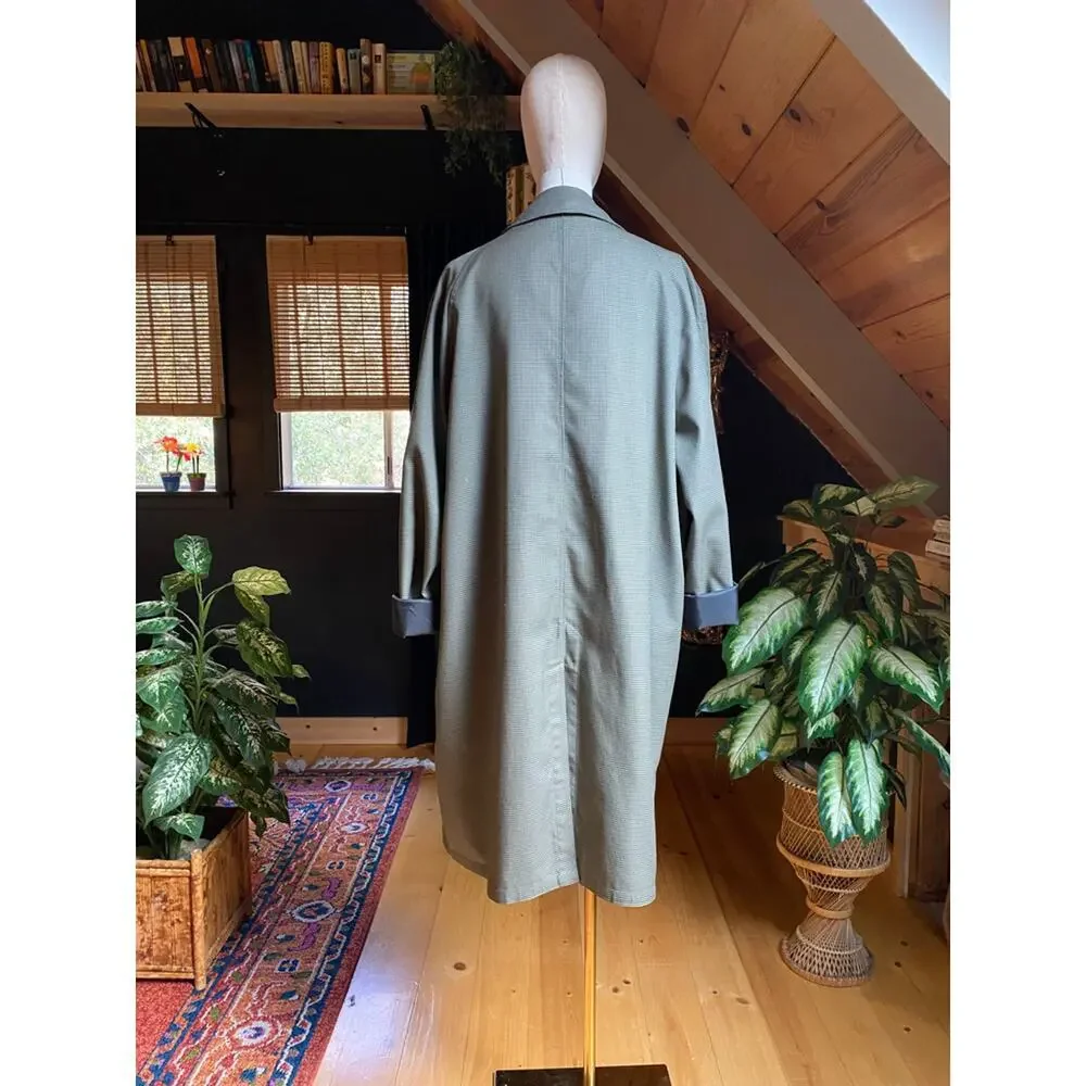Rain Coat Trench Green Plaid Vintage